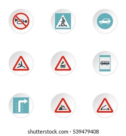 Traffic sign icons set. Flat illustration of 9 traffic sign vector icons for web