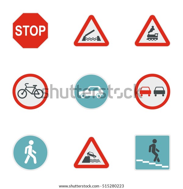 Traffic sign icons set. Flat illustration of 9\
traffic sign vector icons for\
web