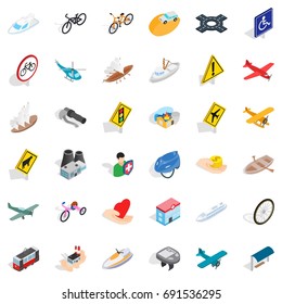 Traffic sign icons set. Isometric style of 36 traffic sign vector icons for web isolated on white background
