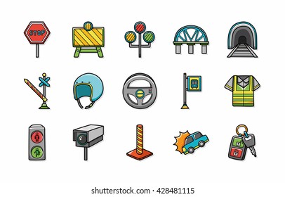 Traffic and sign icons set,eps10