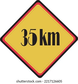 traffic sign illustration with information about km with broadway font