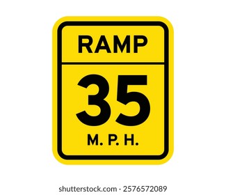 Traffic Sign Indicating Advisory Speed on Exit Ramp (35 mph) on Public Roads, High-Quality Vectorial Stock Image