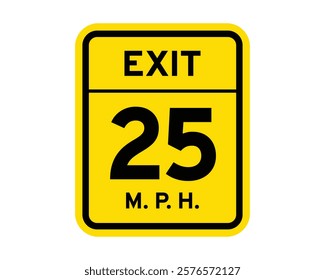 Traffic Sign Indicating Advisory Speed on Deceleration Lane for Exit on Public Roads, High-Quality Vectorial Stock Image