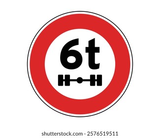 Traffic Sign Indicating Axle Weight Limit for Vehicles on Public Roads, High-Quality Vectorial Stock Image