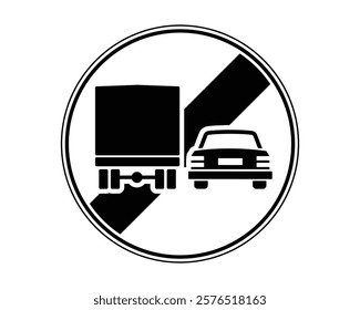 Traffic Sign Indicating End of No Overtaking Zone for Trucks on Public Roads, High-Quality Vectorial Stock Image