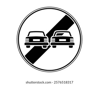 Traffic Sign Indicating End of No Overtaking Zone on Public Roads, High-Quality Vectorial Stock Image