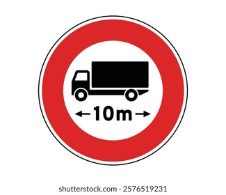 Traffic Sign Indicating Length Limit for Vehicles on Public Roads, High-Quality Vectorial Stock Image