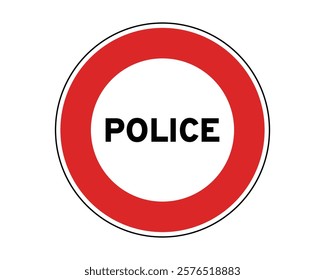 Traffic Sign Indicating Mandatory Stop for Police Checks on Public Roads, High-Quality Vectorial Stock Image