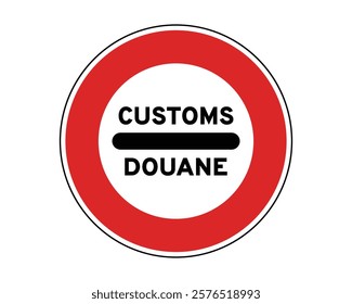 Traffic Sign Indicating Mandatory Stop at Customs on Public Roads, High-Quality Vectorial Stock Image