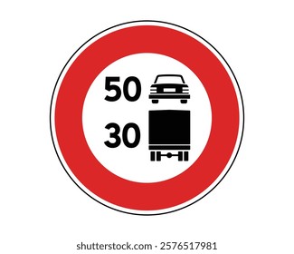 Traffic Sign Indicating Maximum Speed Limits by Vehicle Category on Public Roads, High-Quality Vectorial Stock Image