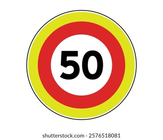 Traffic Sign Indicating Maximum Speed Limit for Vehicles on Public Roads, High-Quality Vectorial Stock Image