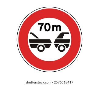 Traffic Sign Indicating Minimum Distance Limit for Vehicles on Public Roads, High-Quality Vectorial Stock Image