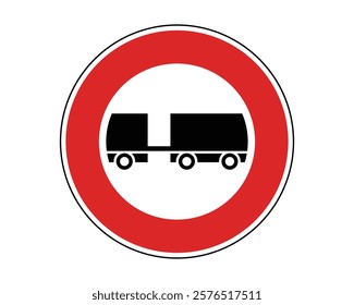 Traffic Sign Indicating No Access for Vehicle Combinations on Public Roads, High-Quality Vectorial Stock Image