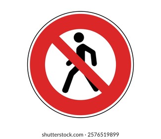 Traffic Sign Indicating No Entry for Pedestrians on Public Roads, High-Quality Vectorial Stock Image