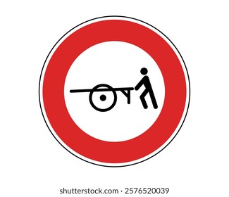 Traffic Sign Indicating No Entry for Pedestrians with Handcarts on Public Roads, High-Quality Vectorial Stock Image