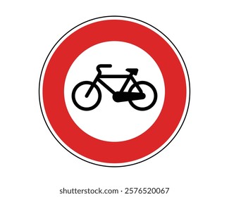 Traffic Sign Indicating No Entry for Bicycles on Public Roads, High-Quality Vectorial Stock Image