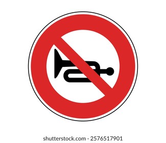 Traffic Sign Indicating No Honking on Public Roads, High-Quality Vectorial Stock Image