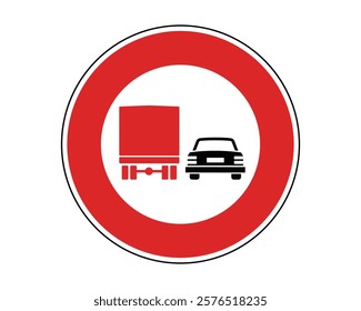 Traffic Sign Indicating No Overtaking for Trucks on Public Roads, High-Quality Vectorial Stock Image