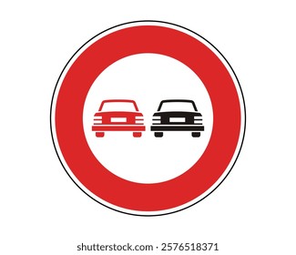 Traffic Sign Indicating No Overtaking on Public Roads, High-Quality Vectorial Stock Image