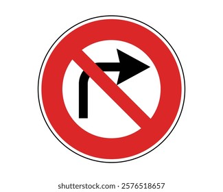 Traffic Sign Indicating No Right Turn on Public Roads, High-Quality Vectorial Stock Image