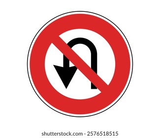 Traffic Sign Indicating No U-Turn on Public Roads, High-Quality Vectorial Stock Image