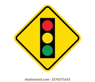 Traffic Sign Indicating Signal Ahead on Public Roads, High-Quality Vectorial Stock Image