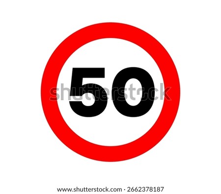A traffic sign indicating a speed limit of 50 kilometers per hour. Speed limit sign, traffic safety vector design and illustration.
