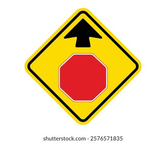 Traffic Sign Indicating Stop Ahead on Public Roads, High-Quality Vectorial Stock Image