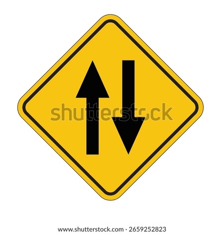 Traffic Sign Indicating Two-Way Traffic Ahead for Drivers Caution