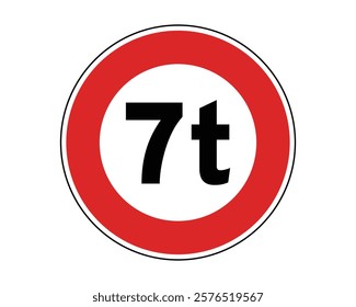 Traffic Sign Indicating Weight Limit for Vehicles on Public Roads, High-Quality Vectorial Stock Image