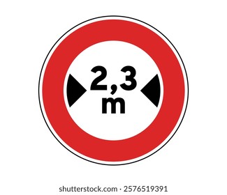 Traffic Sign Indicating Width Limit for Vehicles on Public Roads, High-Quality Vectorial Stock Image