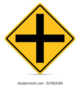 Traffic sign, Intersection ahead sign on white background, Vector EPS10