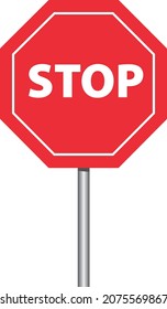 Traffic sign, Isolated ’STOP’ sign on a pole with vector illustrations.
