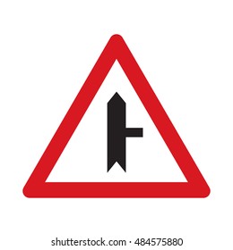 Traffic sign junction with a minor side road. Vector illustration.