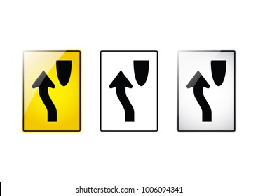 Traffic sign keep left set of road isolated on white background, Attracting attention Security First sign, Idea for,graphic,web design,EPS10.