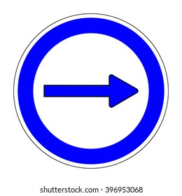 Traffic Sign, Keep Right sign on white background, Arrow icon, Right arrow circular icon on white background, Turn right traffic sign, Arrow indicates the direction on right, Stock Vector illustration