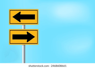 Señal de tráfico. Señal de dirección izquierda y derecha en la carretera. Símbolo de carretera.