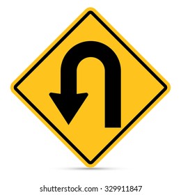 Traffic sign, Left U-Turn sign on white background, Vector EPS10