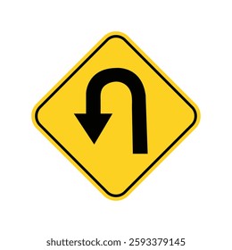 Traffic sign, Left U-Turn sign vector on white background