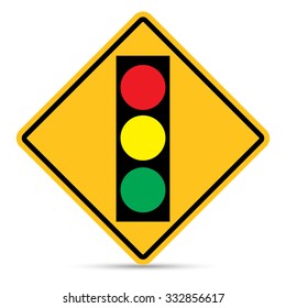 Traffic sign, Traffic light ahead sign on white background, Vector EPS10