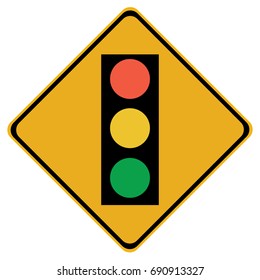 Traffic sign, Traffic light ahead sign on white background