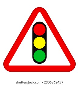 Traffic sign. Light traffic sign. Road sign. Red triangle vector