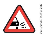 Traffic sign, loose gravel road sign, vector illustration, isolated on white