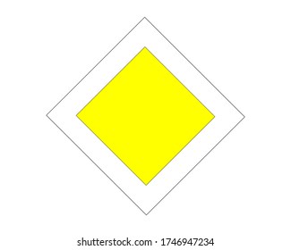 Traffic sign main road white background. Main road sign vector illustration isolated on white. Sign of main road.