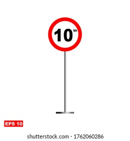 Traffic sign, maximum speed limit signs of 10 km. vector illustration