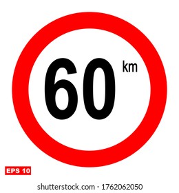 Traffic sign, maximum speed limit signs of 60 km.