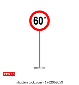 Traffic sign, maximum speed limit signs of 60 km.