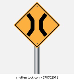 Traffic sign . Narrow bridge