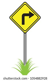 Traffic sign, narrow radius, turn right