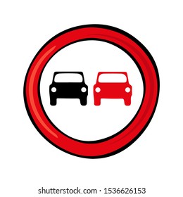 Traffic sign no passing. Vector sign.
